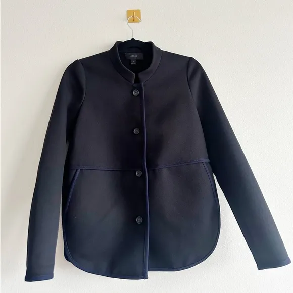 J.Crew Womens Tipped Twill Oversized Structured Jacket Modern Minimalist  Size 0