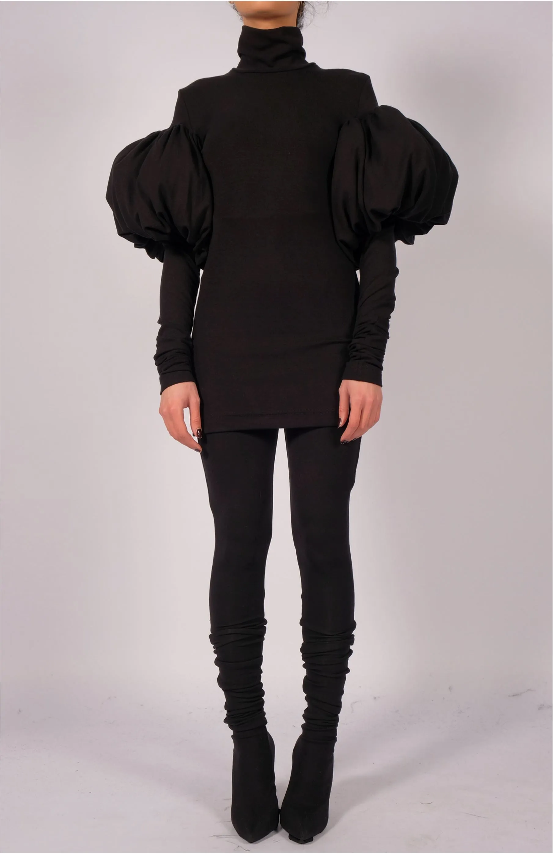 Jersey Top with Puffy Sleeves