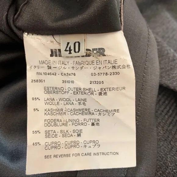 Jil Sander Grey Wool Cashmere Pencil Skirt Sz 40