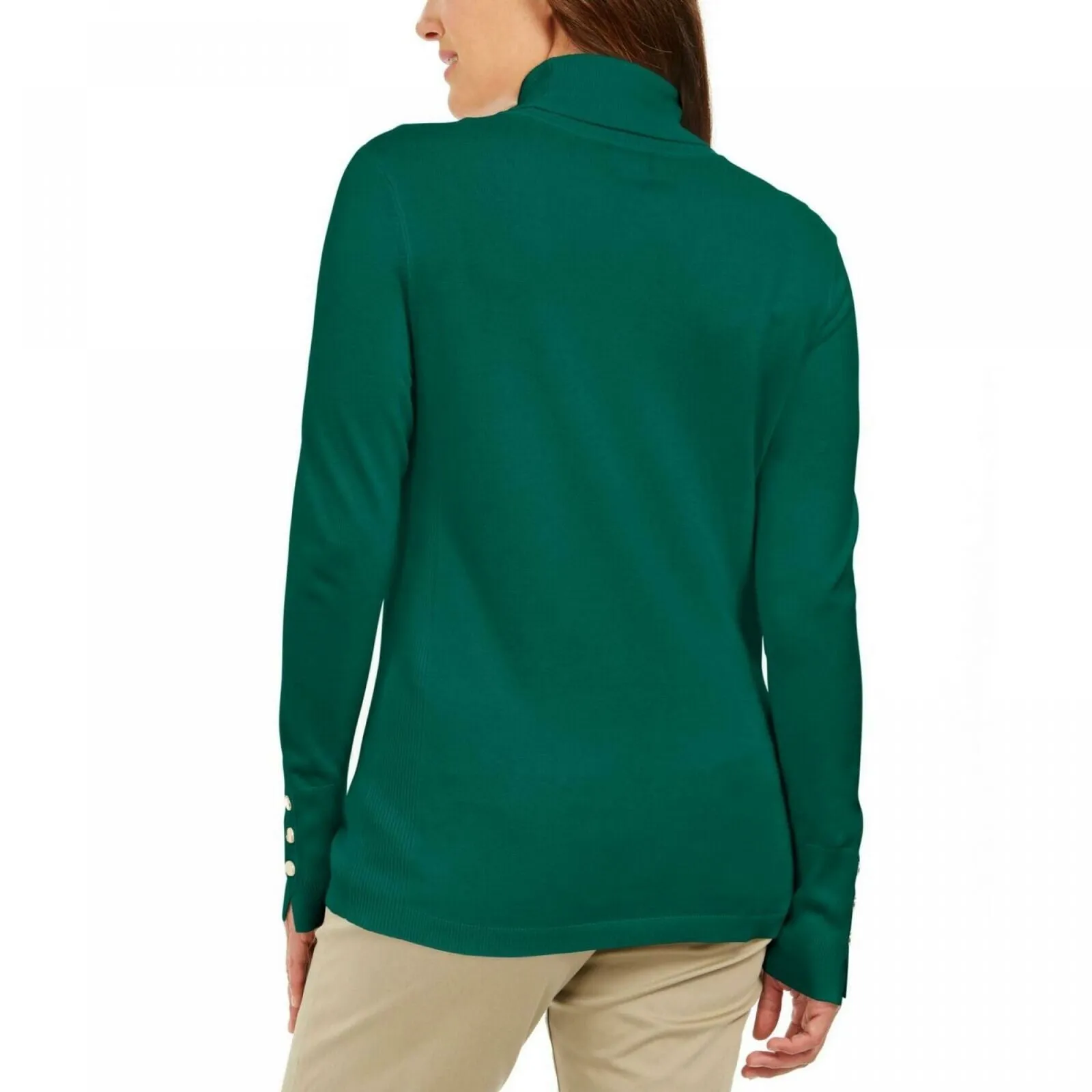 JM Collection Women's Pullover Stud Sleeve Turtleneck Sweater
