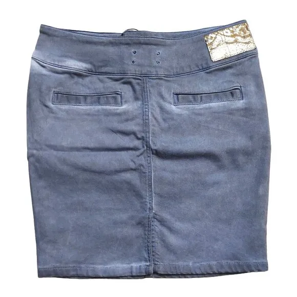 John Richmond Periwinkle Light Blue Tie-Dye Mini Pencil Skirt Sz 42 NWT