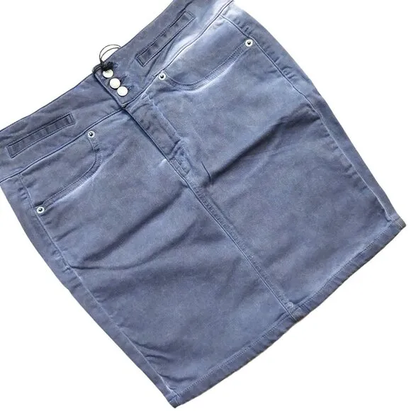 John Richmond Periwinkle Light Blue Tie-Dye Mini Pencil Skirt Sz 42 NWT