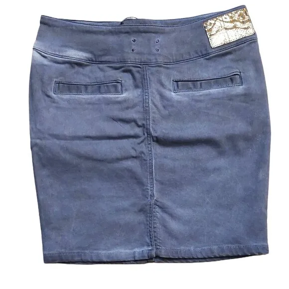 John Richmond Periwinkle Light Blue Tie-Dye Mini Pencil Skirt Sz 42 NWT
