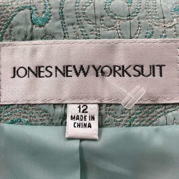Jones New York light teal turquoise 2 Piece Blazer / skirt  Suit Size 12 NWT
