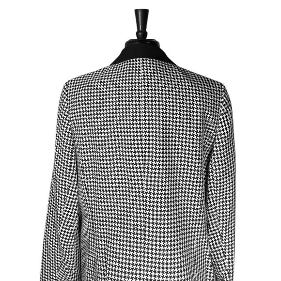Kasper Women's Blazer Black White Houndstooth Check Career Suit Jacket 14 NWT