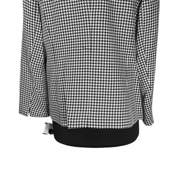 Kasper Women's Blazer Black White Houndstooth Check Career Suit Jacket 14 NWT