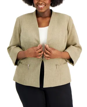 Kasper Womens Plus Size Zippered-Pocket Blazer 10841619