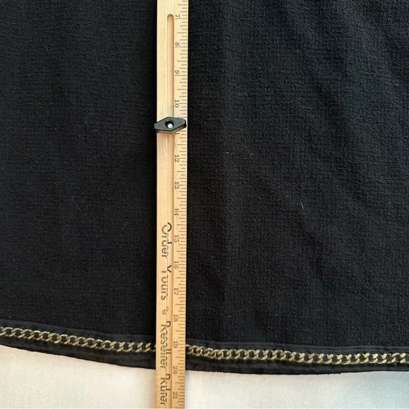 Kate Spade Black Tweed Chain Link Hem Pencil Mini Skirt Wool 30” waist Sz 10