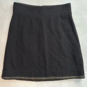Kate Spade Black Tweed Chain Link Hem Pencil Mini Skirt Wool 30” waist Sz 10
