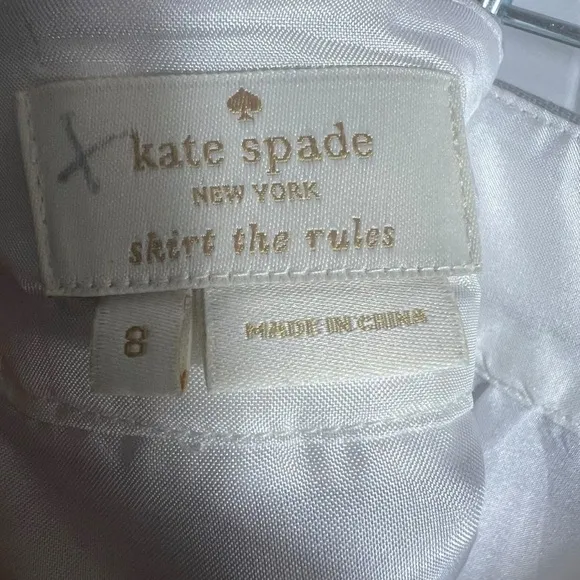 Kate Spade White and Grey Striped Cotton Silk Blend Pencil Skirt, Size 8