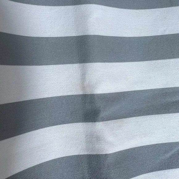 Kate Spade White and Grey Striped Cotton Silk Blend Pencil Skirt, Size 8
