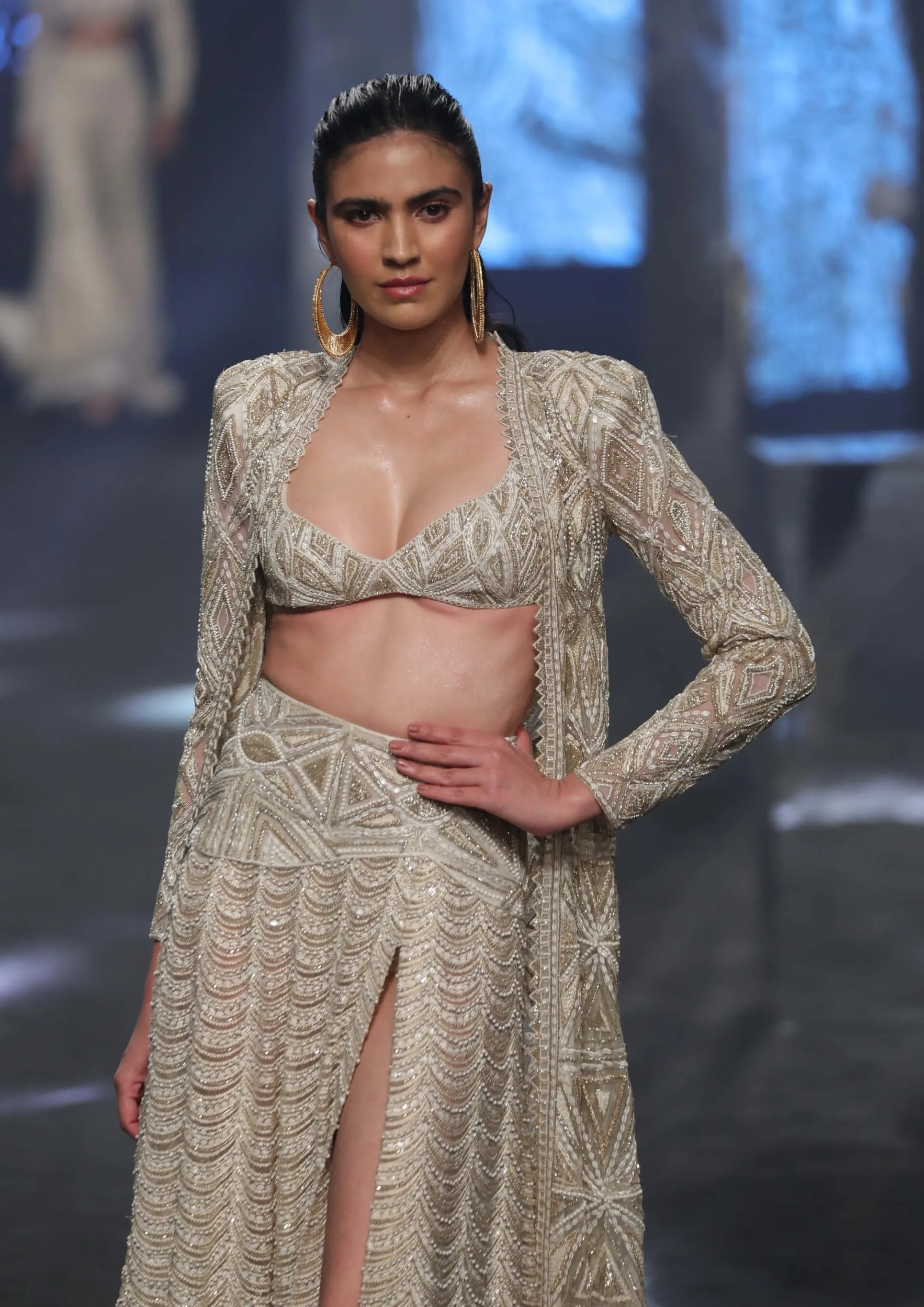 Kiana ivory gold jacket and skirt set