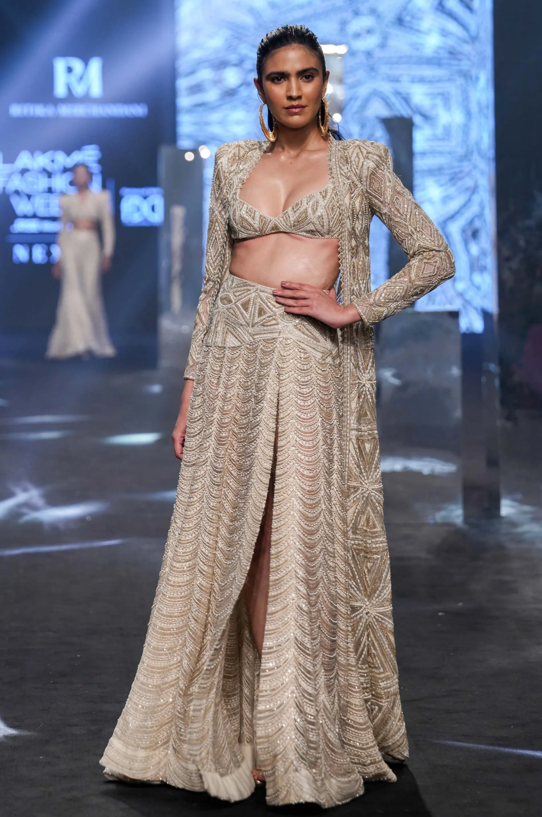 Kiana ivory gold jacket and skirt set