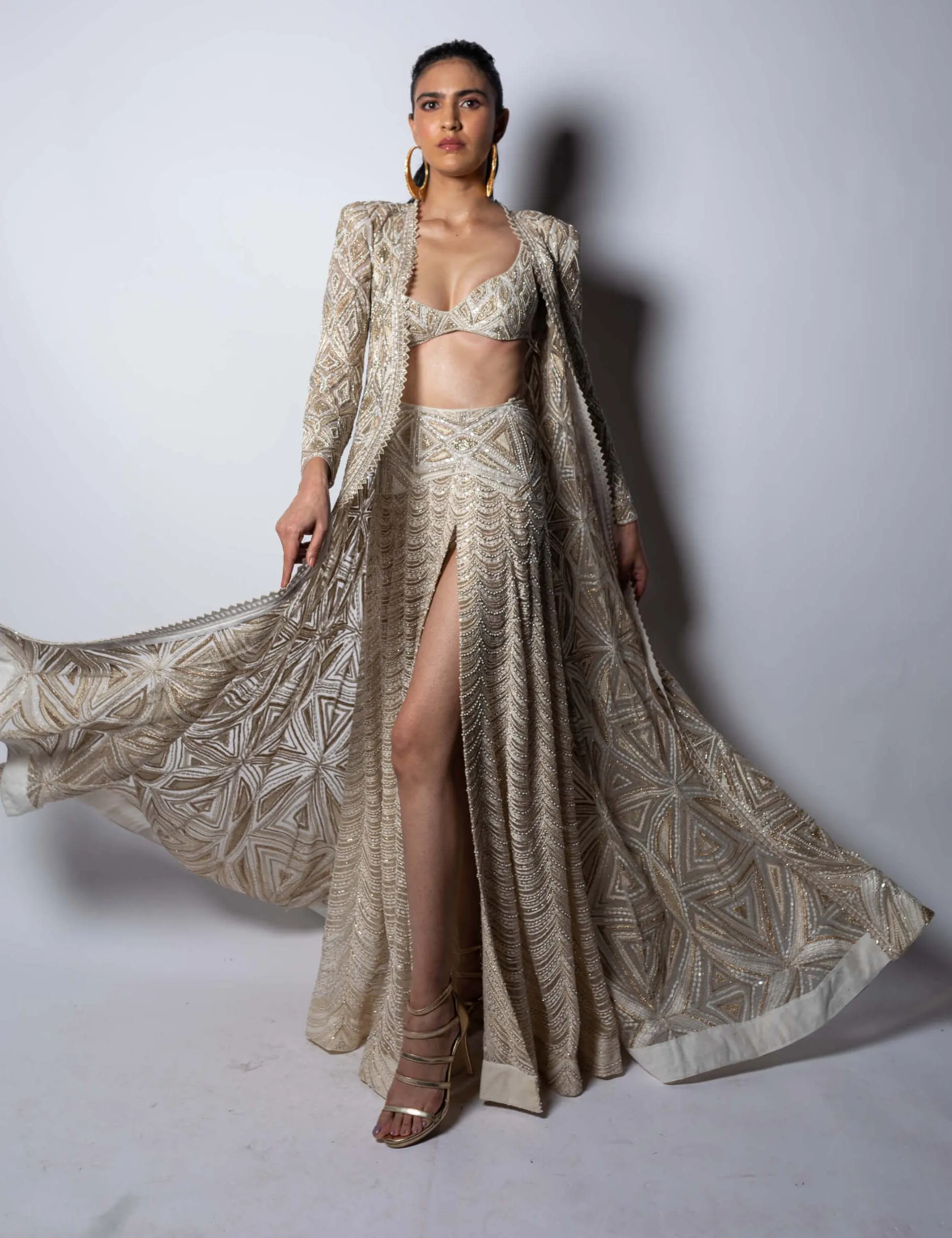 Kiana ivory gold jacket and skirt set