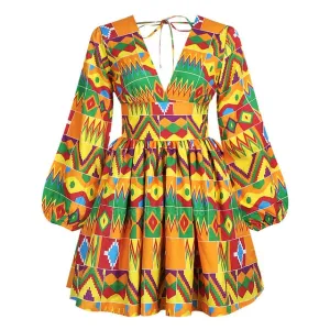 Ladies Clothes African  News Full Sleeve V-neck Dashiki Full Sleeve  Ankara African Dresses for Women Plus Vestidos