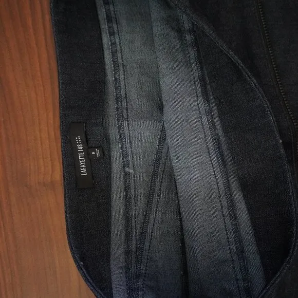 Lafayette 148 Denim Pencil Skirt with Zipper Detail