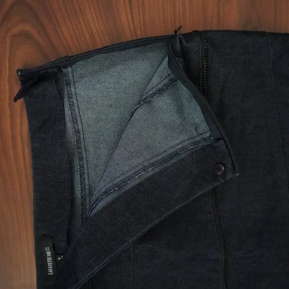 Lafayette 148 Denim Pencil Skirt with Zipper Detail