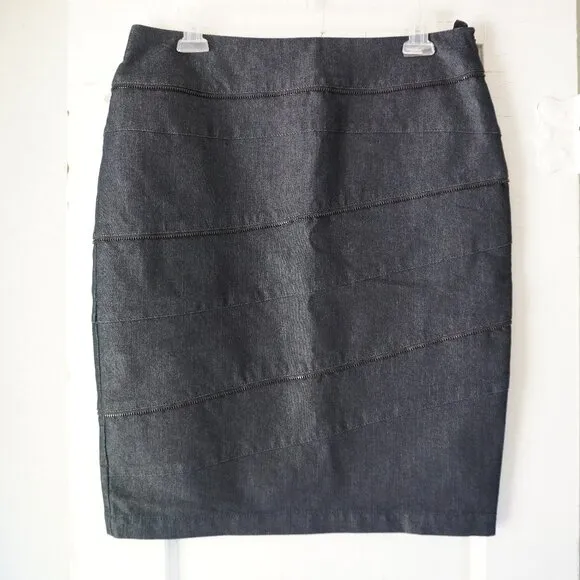 Lafayette 148 Denim Pencil Skirt with Zipper Detail