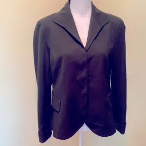 Lafayette 148 New York Black Wool Button Front Blazer Jacket