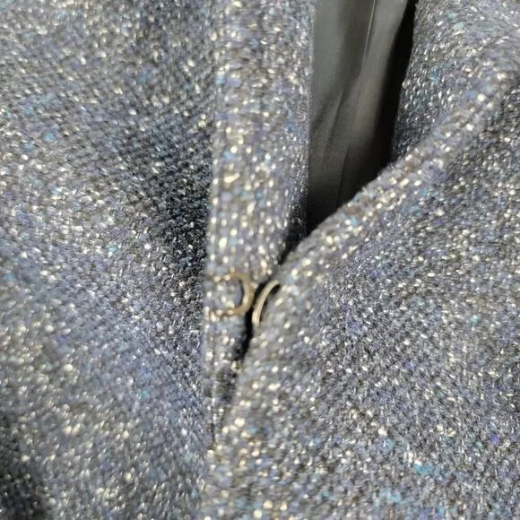 Lafayette 148 Navy Jacket Size 2 Blazer Woven Speckled Collared Hook Closure