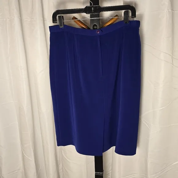 Le Suit Royal Blue Blazer and Knee Length Skirt Set