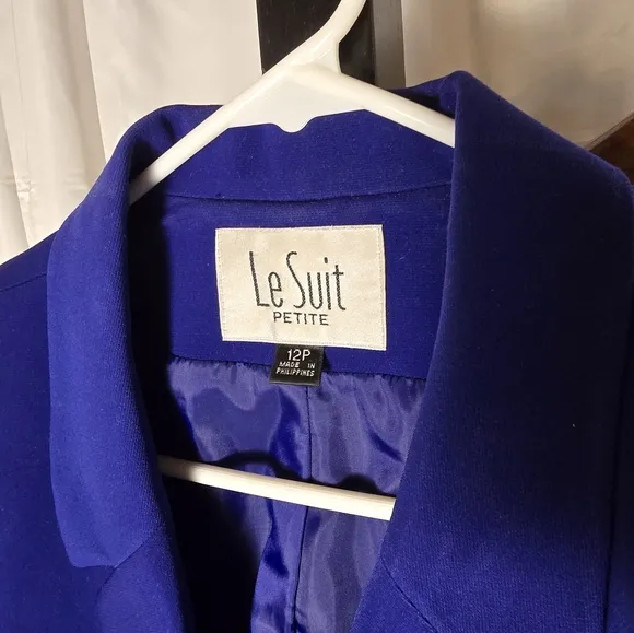 Le Suit Royal Blue Blazer and Knee Length Skirt Set