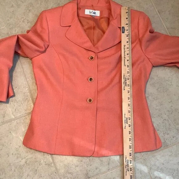 Le Suit Size 8 two-piece skirt/blazer set.  Tangerine/orange