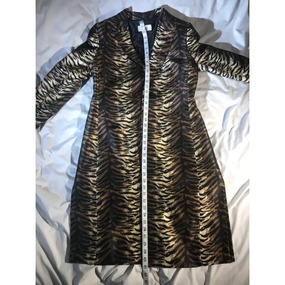 Le Suit Women's Animal Print Long Buttonless Blazer Duster