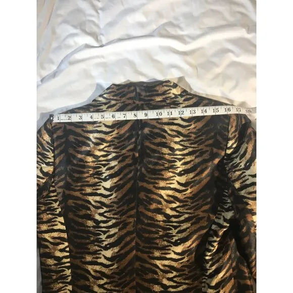 Le Suit Women's Animal Print Long Buttonless Blazer Duster