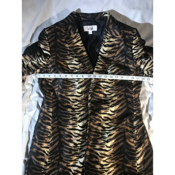Le Suit Women's Animal Print Long Buttonless Blazer Duster
