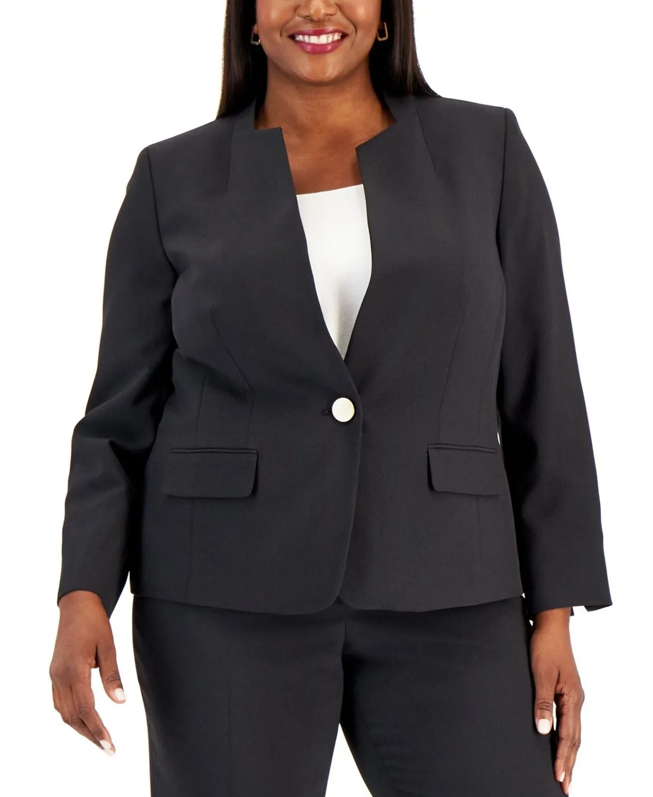 Le Suit Womens Plus Size Single-Button Blazer Suit Jacket 50040873 Black 20W