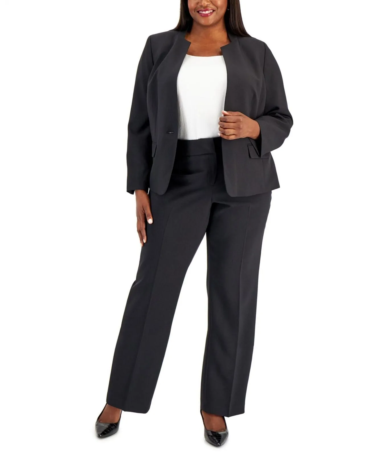 Le Suit Womens Plus Size Single-Button Blazer Suit Jacket 50040873 Black 20W