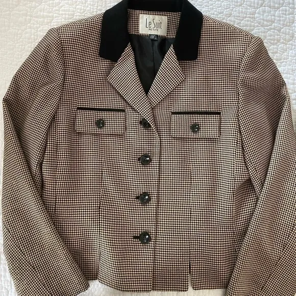 Le Suit/Kasper ASL jacket/Blazer and skirt suit micro plaid in black/beige used