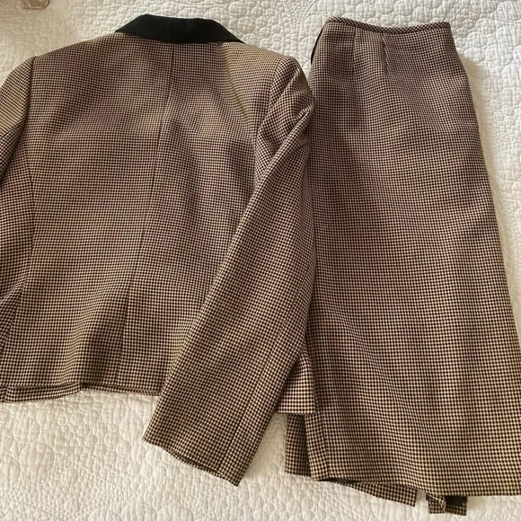 Le Suit/Kasper ASL jacket/Blazer and skirt suit micro plaid in black/beige used