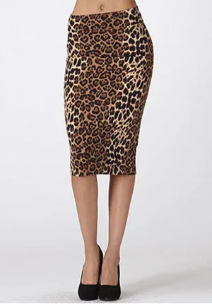 Leopard Pencil Midi Skirt