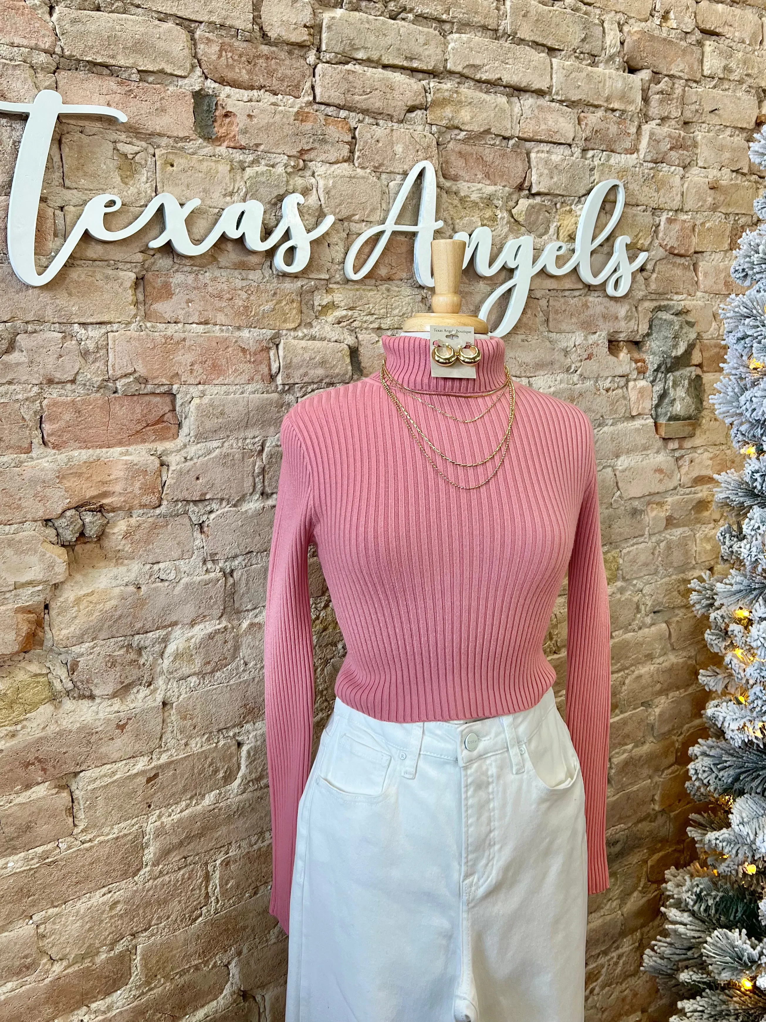 Let's Make A Toast Pink Turtleneck