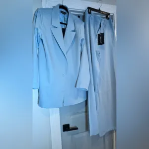 Light Baby Blue suit with blazer and wide legs- Brand New UK10 US6