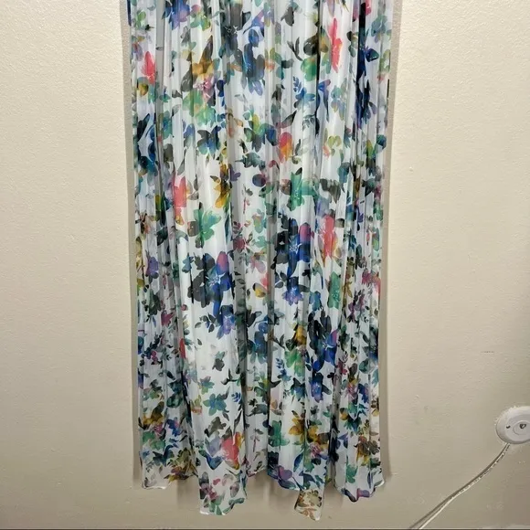 Likely Floral Chiffon Chester Pleated Midi Dress Womens Size 4 Multicolor
