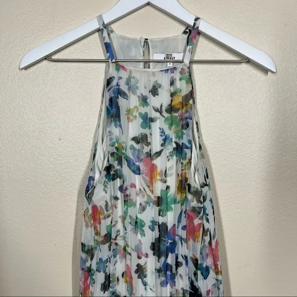 Likely Floral Chiffon Chester Pleated Midi Dress Womens Size 4 Multicolor