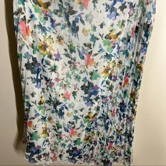 Likely Floral Chiffon Chester Pleated Midi Dress Womens Size 4 Multicolor