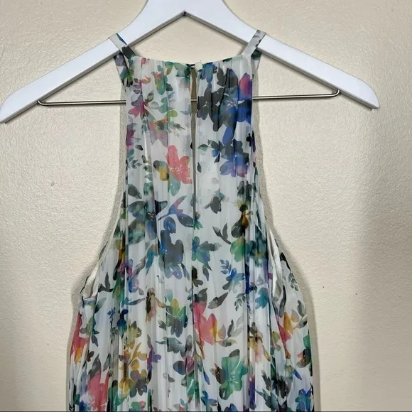 Likely Floral Chiffon Chester Pleated Midi Dress Womens Size 4 Multicolor