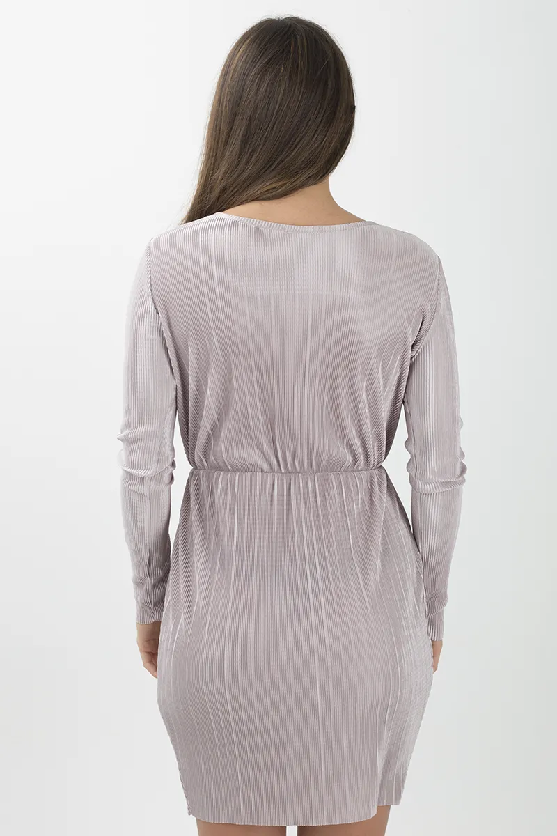 Lilac Cross Over Pleated Dress - Blossom