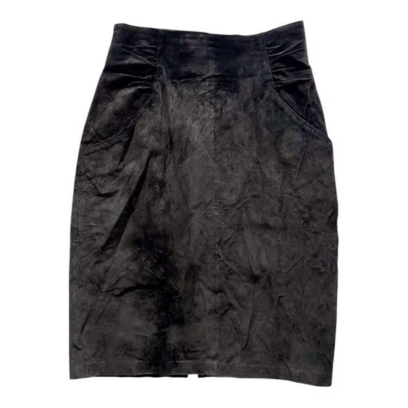 Lillie Rubin Women’s Black Genuine Leather Lining Pencil Skirt, 10