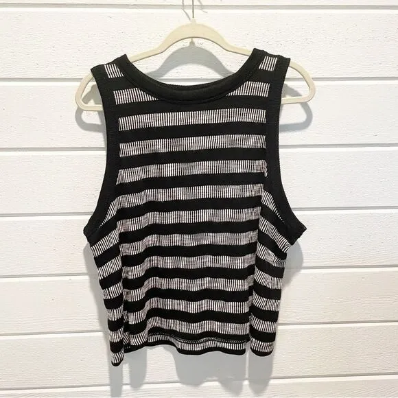 LOFT Geo Striped Knit Pencil Midi Skirt(M)  Crew neck Tank Top(XL) Set