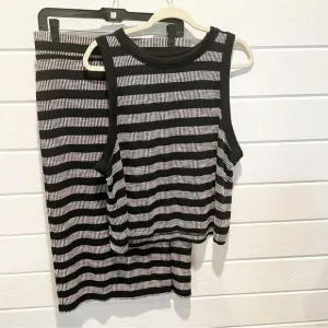 LOFT Geo Striped Knit Pencil Midi Skirt(M)  Crew neck Tank Top(XL) Set