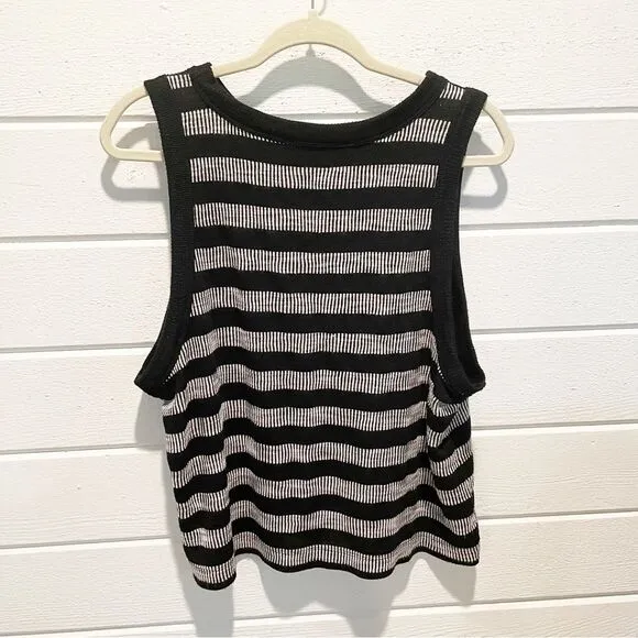 LOFT Geo Striped Knit Pencil Midi Skirt(M)  Crew neck Tank Top(XL) Set