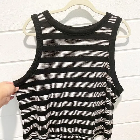 LOFT Geo Striped Knit Pencil Midi Skirt(M)  Crew neck Tank Top(XL) Set
