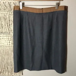 Loft Grey Tweed Wool Blend Pencil Ribbon Skirt 12