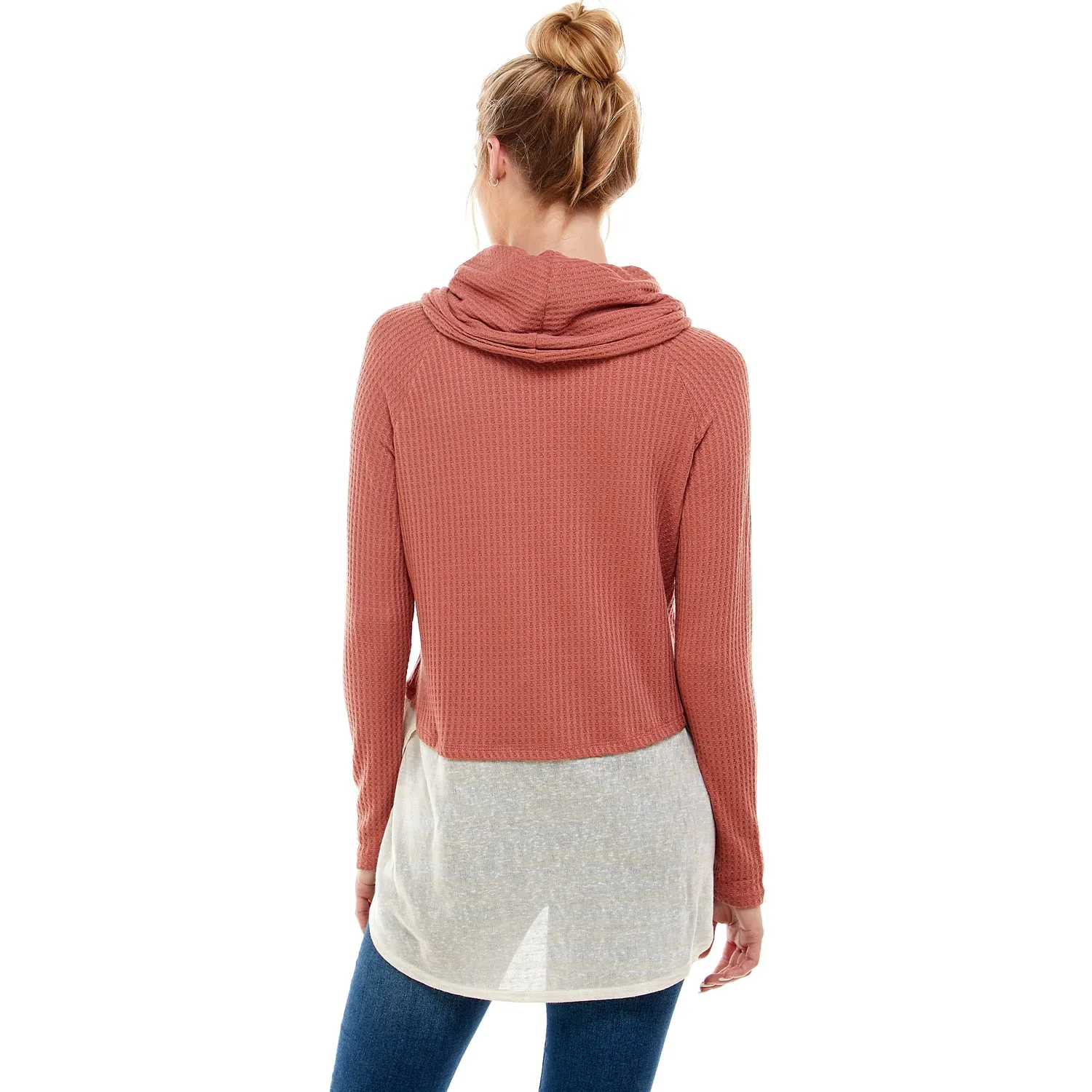 Long Sleeve Knit Top With Contrast Hem