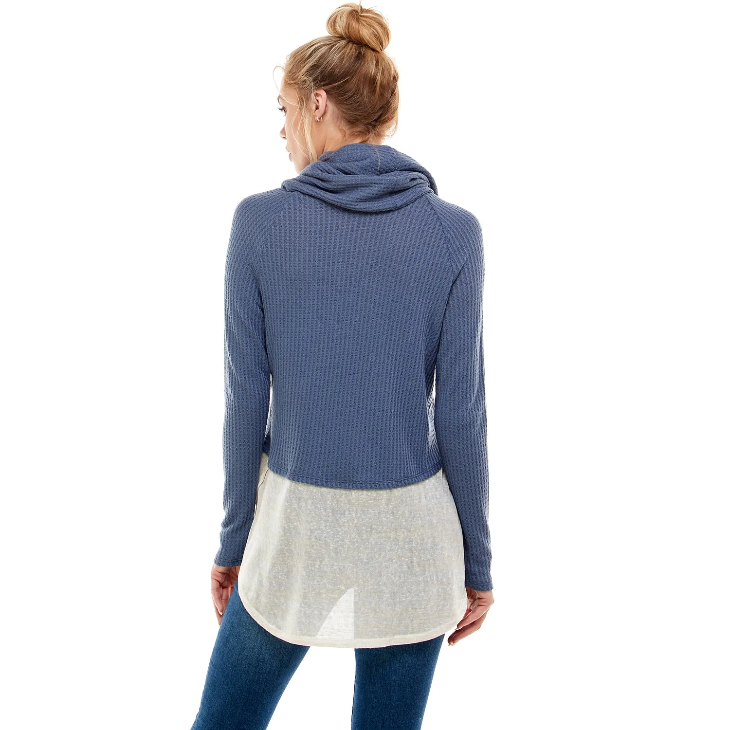 Long Sleeve Knit Top With Contrast Hem